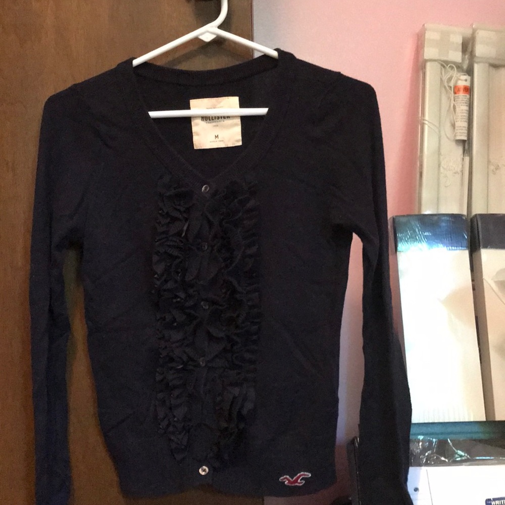 Navy Ruffle Sweater